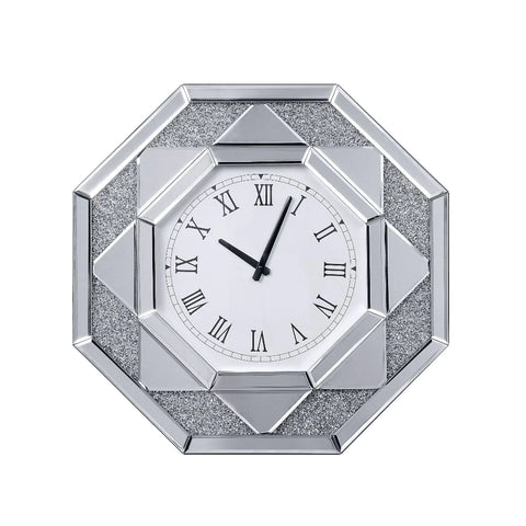 Maita Mirrored & Faux Gems Wall Clock Model 97613 By ACME Furniture