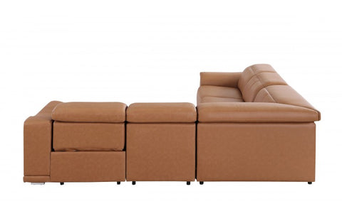 9762 DivanItalia Cognac 5-Piece Sectional with 3 Power Recliners and 1 Console Top Grain Italian LeatherModel:  9762-COGNAC-5PC-3PWR-SECTIONAL-GROUP