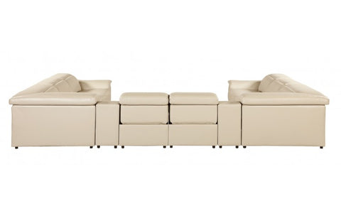 9762 DivanItalia Beige 10-Piece Sectional – Top Grain Italian Leather with 4 Power Recliners and 2 ConsolesModel:  9762-BEIGE-10PC-4PWR-U-SECTIONAL-GROUP