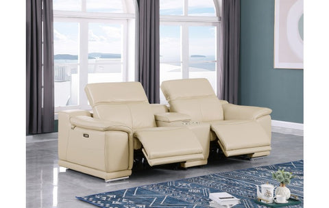 9762 DivanItalia Beige Modular Power Reclining Loveseat – Top Grain Italian LeatherModel:  9762-BEIGE-3.2-HT