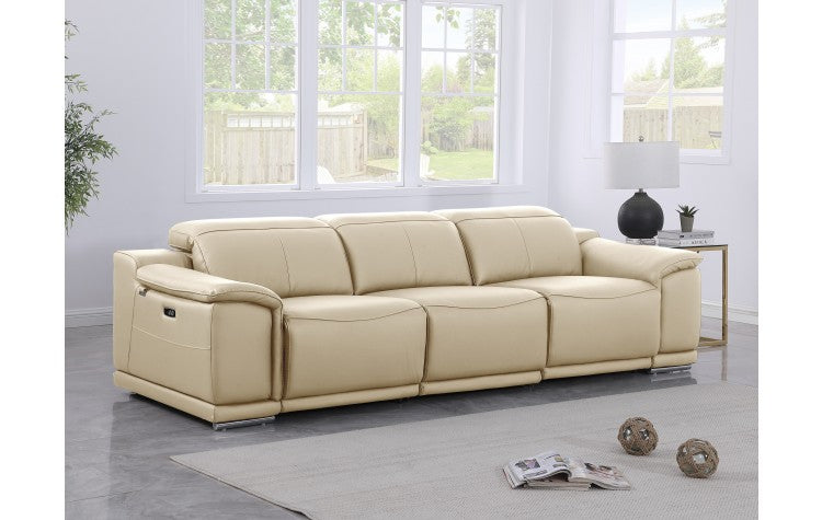 9762 DivanItalia Beige Top Grain Italian Leather Power Reclining Sofa with Dual ReclinersModel:  9762-BEIGE-3.2-S-HT