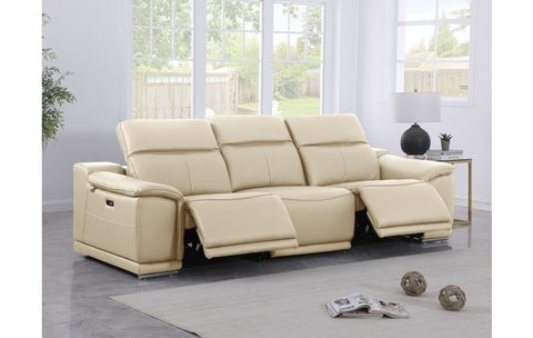 9762 DivanItalia Beige Top Grain Italian Leather Power Reclining Sofa with Dual ReclinersModel:  9762-BEIGE-3.2-S-HT