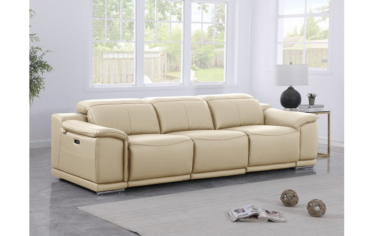 9762 DivanItalia Beige 3-Piece Modular Power Reclining Sofa – Top Grain Italian LeatherModel:  9762-BEIGE-3.3-HT
