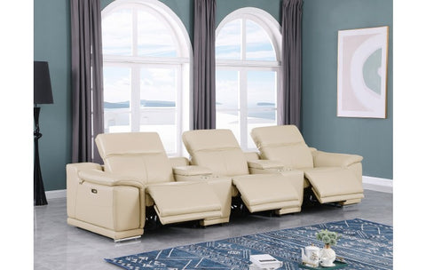 9762 DivanItalia Beige 5-Piece Modular Power Reclining Sofa – Top Grain Italian LeatherModel:  9762-BEIGE-5.3-HT