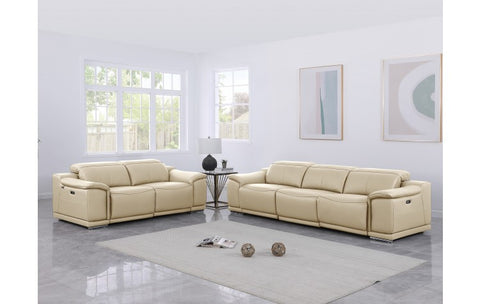 9762 DivanItalia Beige Modular Power Reclining Sofa and Loveseat Set in Top Grain Italian LeatherModel:  9762-BEIGE-5.4-HT-2PC