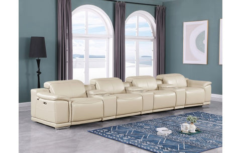 9762 DivanItalia Beige 7-Piece Modular Power Reclining Sofa – Top Grain Italian LeatherModel:  9762-BEIGE-S-7.4-HT