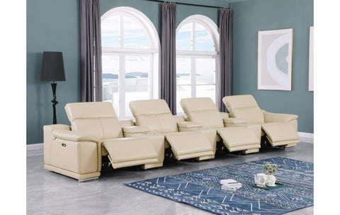 9762 DivanItalia Beige 7-Piece Modular Power Reclining Sofa – Top Grain Italian LeatherModel:  9762-BEIGE-S-7.4-HT