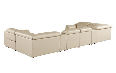 9762 DivanItalia Beige 8-Piece Sectional – Top Grain Italian Leather with 2 Power Recliners and 2 ConsolesModel:  9762-BEIGE-8PC-2PWR-U-SECTIONAL-GROUP