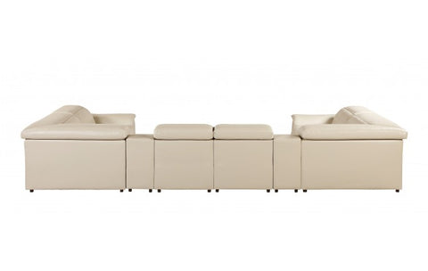 9762 DivanItalia Beige 8-Piece Sectional – Top Grain Italian Leather with 2 Power Recliners and 2 ConsolesModel:  9762-BEIGE-8PC-2PWR-U-SECTIONAL-GROUP