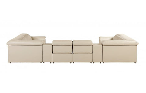 9762 DivanItalia Beige 8-Piece Sectional – Top Grain Italian Leather with 4 Power Recliners and 2 ConsolesModel:  9762-BEIGE-8PC-4PWR-U-SECTIONAL-GROUP