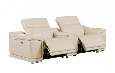 9762 DivanItalia Beige Modular Power Reclining Loveseat – Top Grain Italian LeatherModel:  9762-BEIGE-3.2-HT