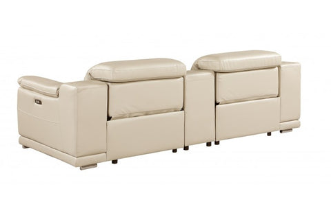 9762 DivanItalia Beige Modular Power Reclining Loveseat – Top Grain Italian LeatherModel:  9762-BEIGE-3.2-HT