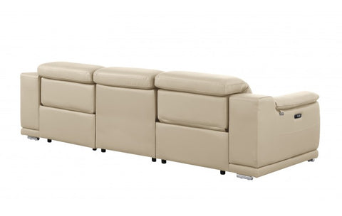 9762 DivanItalia Beige Top Grain Italian Leather Power Reclining Sofa with Dual ReclinersModel:  9762-BEIGE-3.2-S-HT