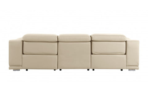 9762 DivanItalia Beige Top Grain Italian Leather Power Reclining Sofa with Dual ReclinersModel:  9762-BEIGE-3.2-S-HT