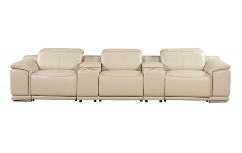 9762 DivanItalia Beige 5-Piece Modular Power Reclining Sofa – Top Grain Italian LeatherModel:  9762-BEIGE-5.3-HT