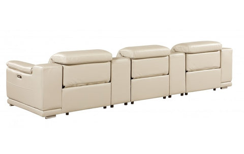 9762 DivanItalia Beige 5-Piece Modular Power Reclining Sofa – Top Grain Italian LeatherModel:  9762-BEIGE-5.3-HT
