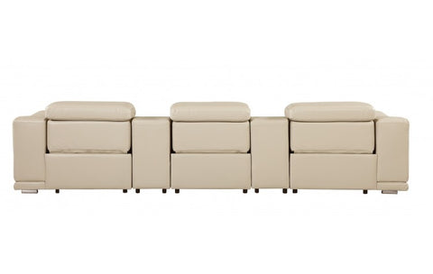 9762 DivanItalia Beige 5-Piece Modular Power Reclining Sofa – Top Grain Italian LeatherModel:  9762-BEIGE-5.3-HT