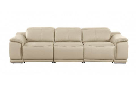 9762 DivanItalia Beige Modular Power Reclining Sofa and Loveseat Set in Top Grain Italian LeatherModel:  9762-BEIGE-5.4-HT-2PC