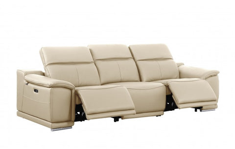 9762 DivanItalia Beige Modular Power Reclining Sofa and Loveseat Set in Top Grain Italian LeatherModel:  9762-BEIGE-5.4-HT-2PC