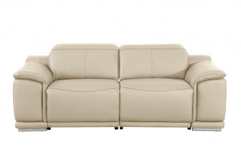 9762 DivanItalia Beige Modular Power Reclining Sofa and Loveseat Set in Top Grain Italian LeatherModel:  9762-BEIGE-5.4-HT-2PC