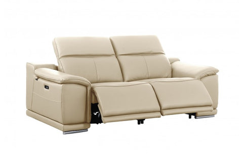 9762 DivanItalia Beige Modular Power Reclining Sofa and Loveseat Set in Top Grain Italian LeatherModel:  9762-BEIGE-5.4-HT-2PC