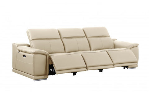 9762 DivanItalia Beige 6-Piece Modular Power Reclining Sofa and Loveseat Set – Top Grain Italian LeatherModel:  9762-BEIGE-6.5-HT
