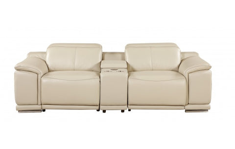 9762 DivanItalia Beige 6-Piece Modular Power Reclining Sofa and Loveseat Set – Top Grain Italian LeatherModel:  9762-BEIGE-6.5-HT