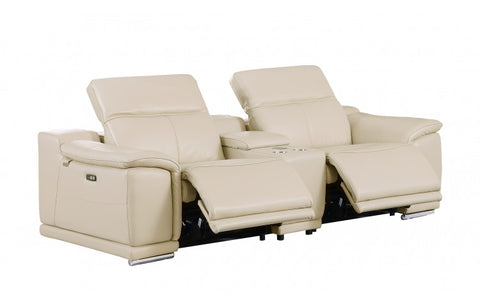 9762 DivanItalia Beige 6-Piece Modular Power Reclining Sofa and Loveseat Set – Top Grain Italian LeatherModel:  9762-BEIGE-6.5-HT