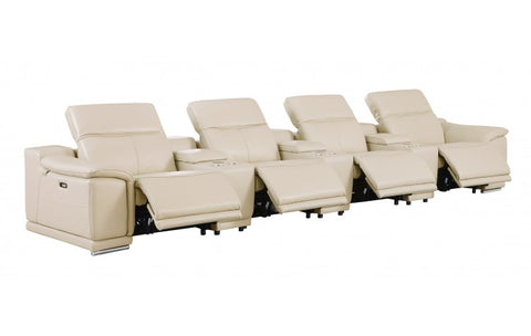 9762 DivanItalia Beige 7-Piece Modular Power Reclining Sofa – Top Grain Italian LeatherModel:  9762-BEIGE-S-7.4-HT