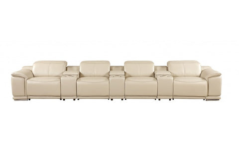 9762 DivanItalia Beige 7-Piece Modular Power Reclining Sofa – Top Grain Italian LeatherModel:  9762-BEIGE-S-7.4-HT