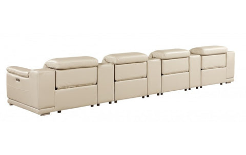 9762 DivanItalia Beige 7-Piece Modular Power Reclining Sofa – Top Grain Italian LeatherModel:  9762-BEIGE-S-7.4-HT