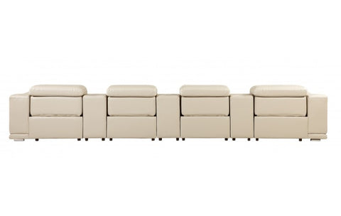9762 DivanItalia Beige 7-Piece Modular Power Reclining Sofa – Top Grain Italian LeatherModel:  9762-BEIGE-S-7.4-HT
