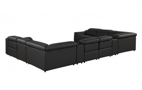 9762 DivanItalia Black 10-Piece Sectional – Top Grain Italian Leather with 4 Power Recliners and 2 ConsolesModel:  9762-BLACK-10PC-4PWR-U-SECTIONAL-GROUP