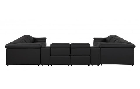 9762 DivanItalia Black 10-Piece Sectional – Top Grain Italian Leather with 4 Power Recliners and 2 ConsolesModel:  9762-BLACK-10PC-4PWR-U-SECTIONAL-GROUP