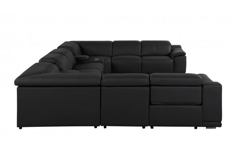 9762 DivanItalia Black 10-Piece Sectional – Top Grain Italian Leather with 4 Power Recliners and 2 ConsolesModel:  9762-BLACK-10PC-4PWR-U-SECTIONAL-GROUP