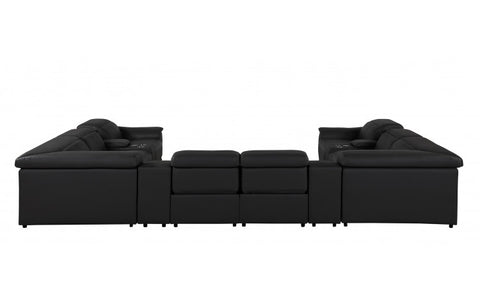 9762 DivanItalia Black 12-Piece Sectional – Top Grain Italian Leather with 4 Power Recliners and 4 ConsolesModel:  9762-BLACK-12PC-4PWR-U-SECTIONAL-GROUP