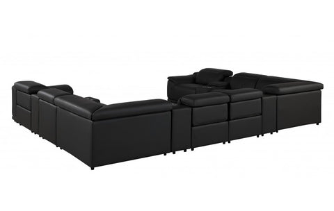 9762 DivanItalia Black 12-Piece Sectional – Top Grain Italian Leather with 4 Power Recliners and 4 ConsolesModel:  9762-BLACK-12PC-4PWR-U-SECTIONAL-GROUP