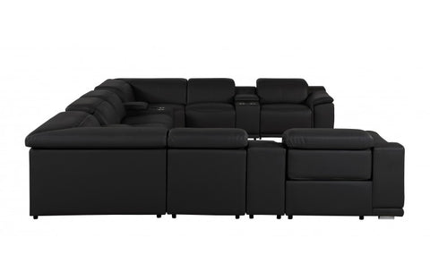 9762 DivanItalia Black 12-Piece Sectional – Top Grain Italian Leather with 4 Power Recliners and 4 ConsolesModel:  9762-BLACK-12PC-4PWR-U-SECTIONAL-GROUP