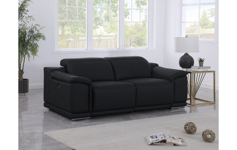 9762 DivanItalia Black Top Grain Italian Leather Modular LoveseatModel:  9762-BLACK-2.2-HT