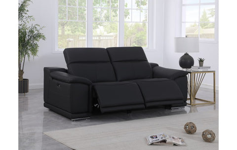 9762 DivanItalia Black Top Grain Italian Leather Modular LoveseatModel:  9762-BLACK-2.2-HT