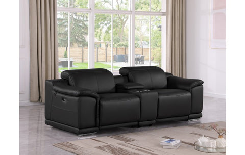 9762 DivanItalia Black Modular Power Reclining Loveseat – Top Grain Italian LeatherModel:  9762-BLACK-3.2-HT