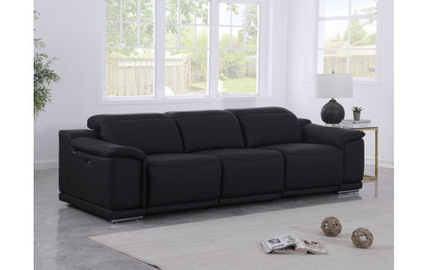 9762 DivanItalia Black Top Grain Italian Leather Power Reclining Sofa with Dual ReclinersModel:  9762-BLACK-3.2-S-HT