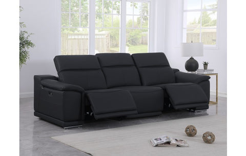 9762 DivanItalia Black Top Grain Italian Leather Power Reclining Sofa with Dual ReclinersModel:  9762-BLACK-3.2-S-HT