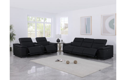 1116 DivanItalia Black 6-Piece Modular Power Reclining Sofa and Loveseat Set with Power Headrests - Top Grain Italian LeatherModel:  1116-BLACK-6.5-HT