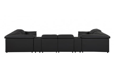 9762 DivanItalia Black 8-Piece Sectional – Top Grain Italian Leather with 2 Power Recliners and 2 ConsolesModel:  9762-BLACK-8PC-2PWR-U-SECTIONAL-GROUP