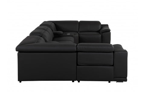 9762 DivanItalia Black 8-Piece Sectional – Top Grain Italian Leather with 2 Power Recliners and 2 ConsolesModel:  9762-BLACK-8PC-2PWR-U-SECTIONAL-GROUP
