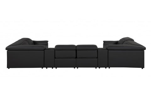 9762 DivanItalia Black 8-Piece Sectional – Top Grain Italian Leather with 4 Power Recliners and 2 ConsolesModel:  9762-BLACK-8PC-4PWR-U-SECTIONAL-GROUP