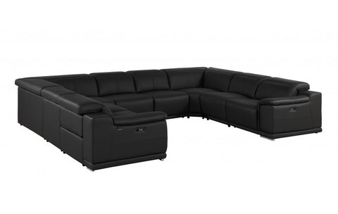 9762 DivanItalia Black 8-Piece Sectional – Top Grain Italian Leather with 4 Power ReclinersModel:  9762-BLACK-8PC-4PWR-U-NC-SECTIONAL-GROUP