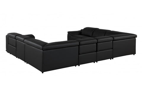 9762 DivanItalia Black 8-Piece Sectional – Top Grain Italian Leather with 4 Power ReclinersModel:  9762-BLACK-8PC-4PWR-U-NC-SECTIONAL-GROUP