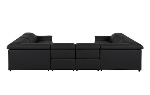9762 DivanItalia Black 8-Piece Sectional – Top Grain Italian Leather with 4 Power ReclinersModel:  9762-BLACK-8PC-4PWR-U-NC-SECTIONAL-GROUP